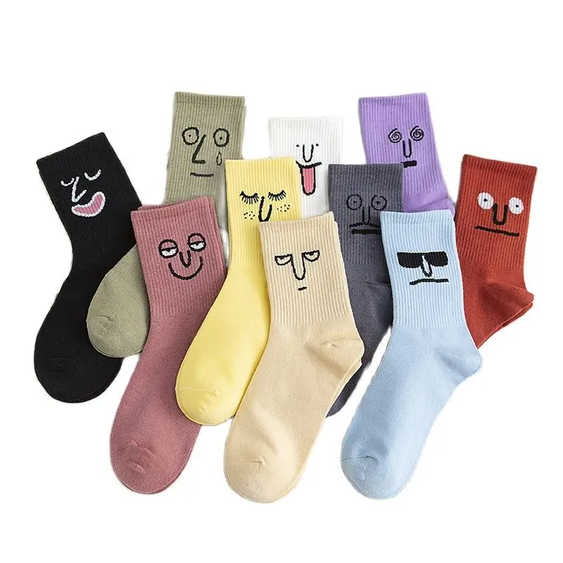 Funny Socks Korea Funky Harajuku Trend Women Colorful Funny Expression Socks Girl Kawaii Socks Unisex Surprise Mid Women Socks
