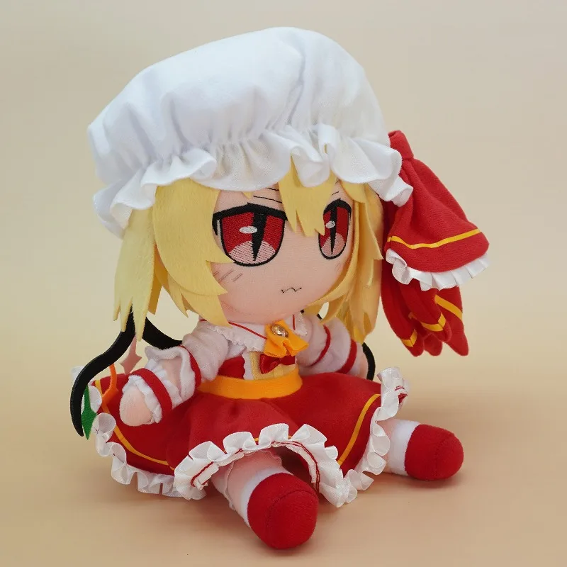 Фото 20 см Аниме-игровая кукла TouHou Project Flandre Scarlet Fumo Kawaii, хлопковая плюшевая игрушка для косплея, сидячая фигурка, подарок для фанатов №3