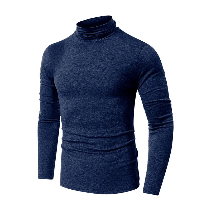 

Spring/summer men's long sleeve T-shirt solid color high neck inside with leggings T-shirt