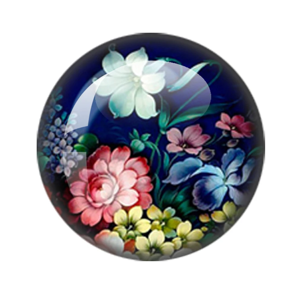 Красивые цветные цветы 10 мм/12 мм/18 мм/20 мм/25 мм круглые стеклянные кабошоны для