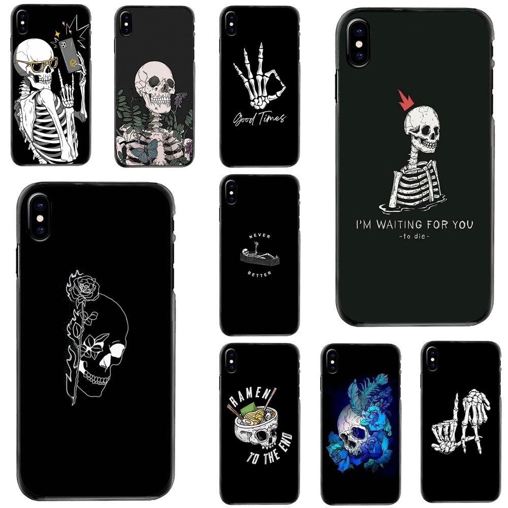 

For iPhone 11 12 13 14 Pro MAX Mini 5 5S SE 6 6S 7 8 Plus 10 X XR XS Hard Phone Cover Case Funny Never Better Skeleton Skull