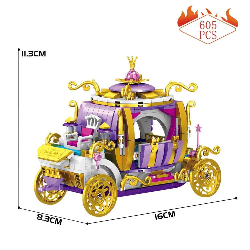 Мини-кубики креативный эксперт тыква романтическая каретка принцессы 01032 Moc идеи