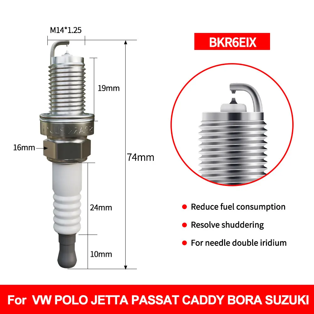 Фото Свеча зажигания Daul Iridium для NGK 2272; 6418/BKR6EIX для VOLKSWAGEN POLO JETTA PASSAT CADDY BORA SUZUKI SWIFT RENAULT MEGANE LAGUNA №3