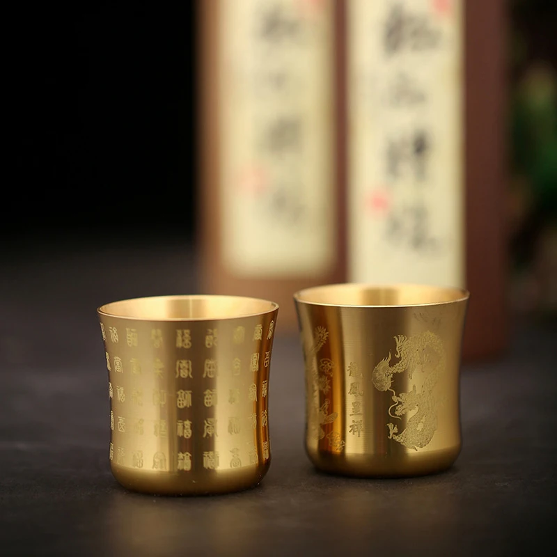 

Brass Tea Cups Tea Mug Homeware China Antique Bar Drinkware Ancient Teacup for Drink Tea Coffee Tabletop Home Office Decor