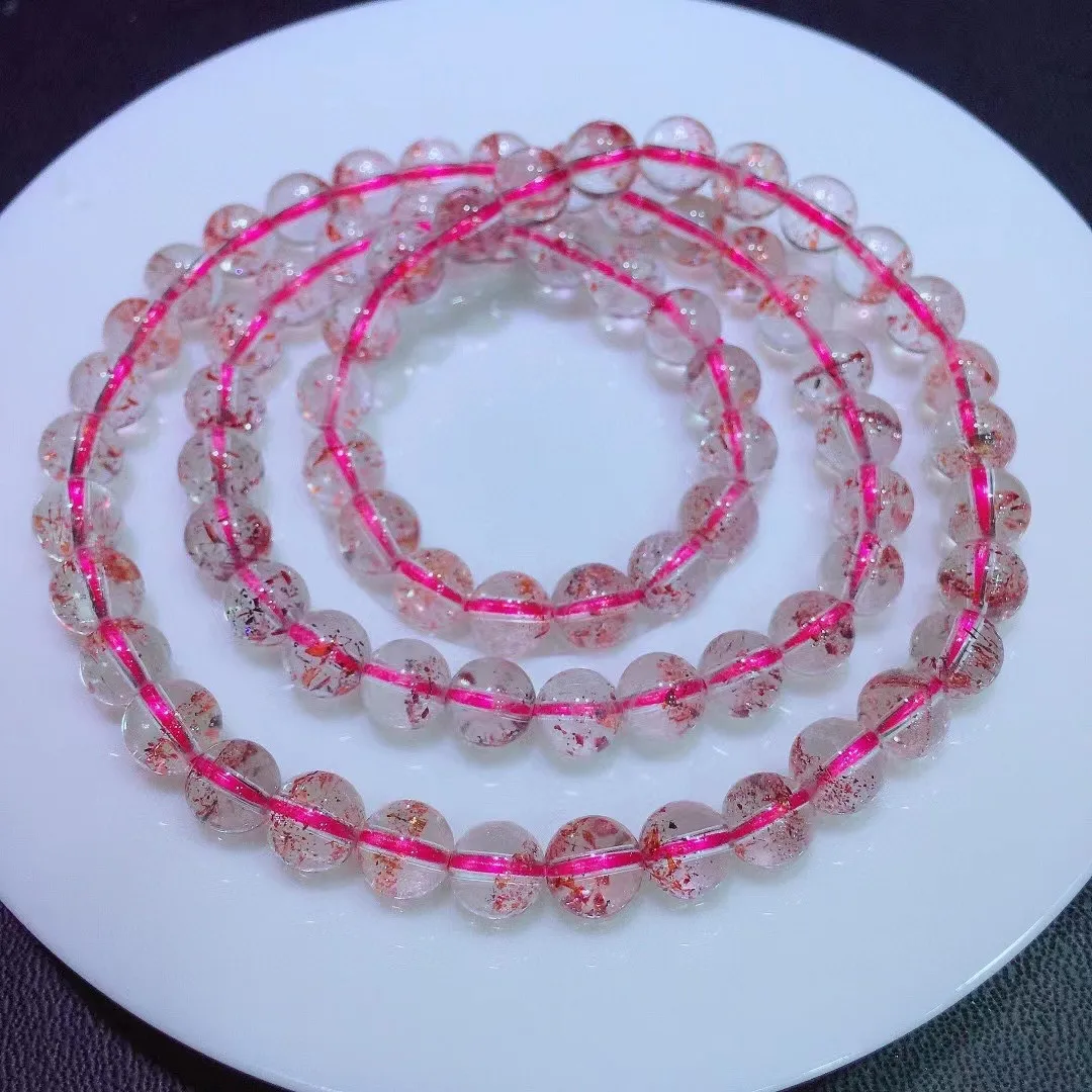 

7mm Natural Super Seven Melody Gold Strawberry Quartz Bracelet For Women Lady Men Love Crystal Round Beads Stone Jewelry AAAAA