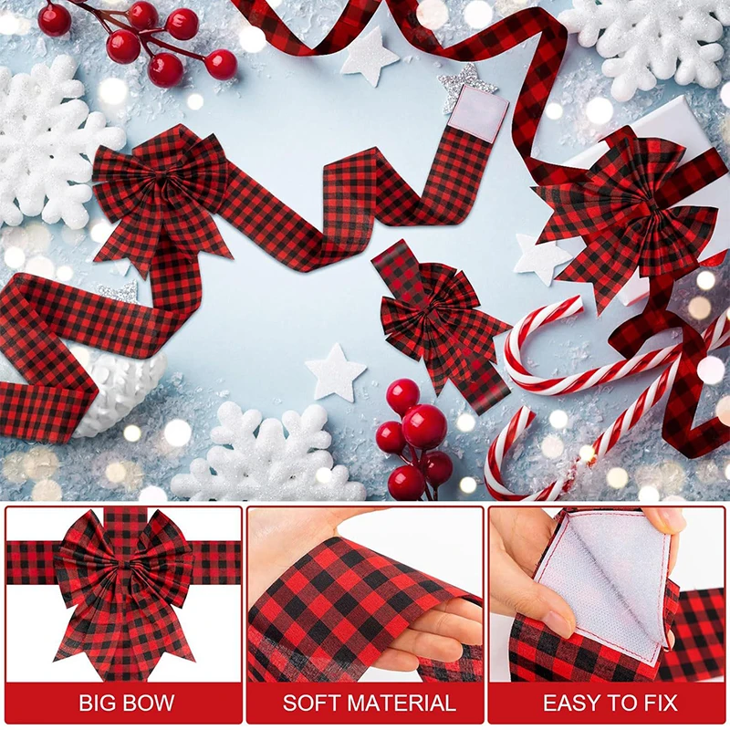 Рождественский декор для входной двери бант имитация льняной ленты