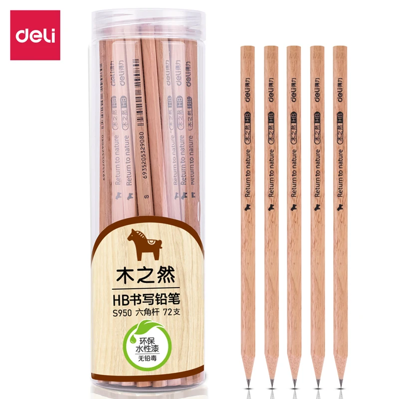 72 шт./коробка Deli S950 S951 HB 2B деревянный карандаш без краски нетоксичные Студенческие карандаши в полной коробке Китай Топ бренд Deli