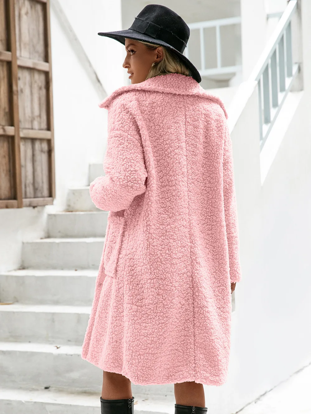 Женский однобортный кашемировый Тренч с отложным воротником и большими