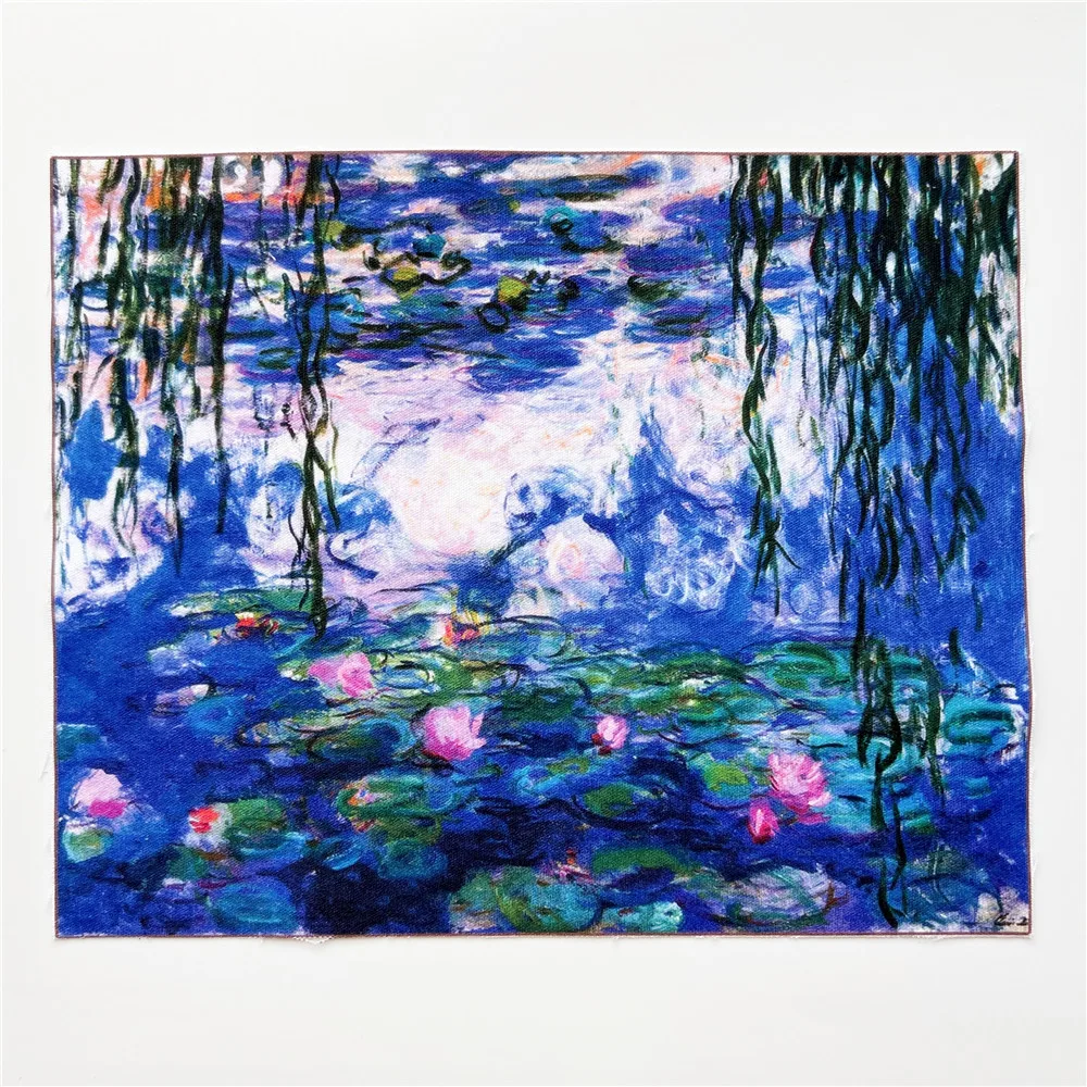7 шт./лот 20X25 см знаменитая картина маслом водяные лилии хлопковая ткань Canva