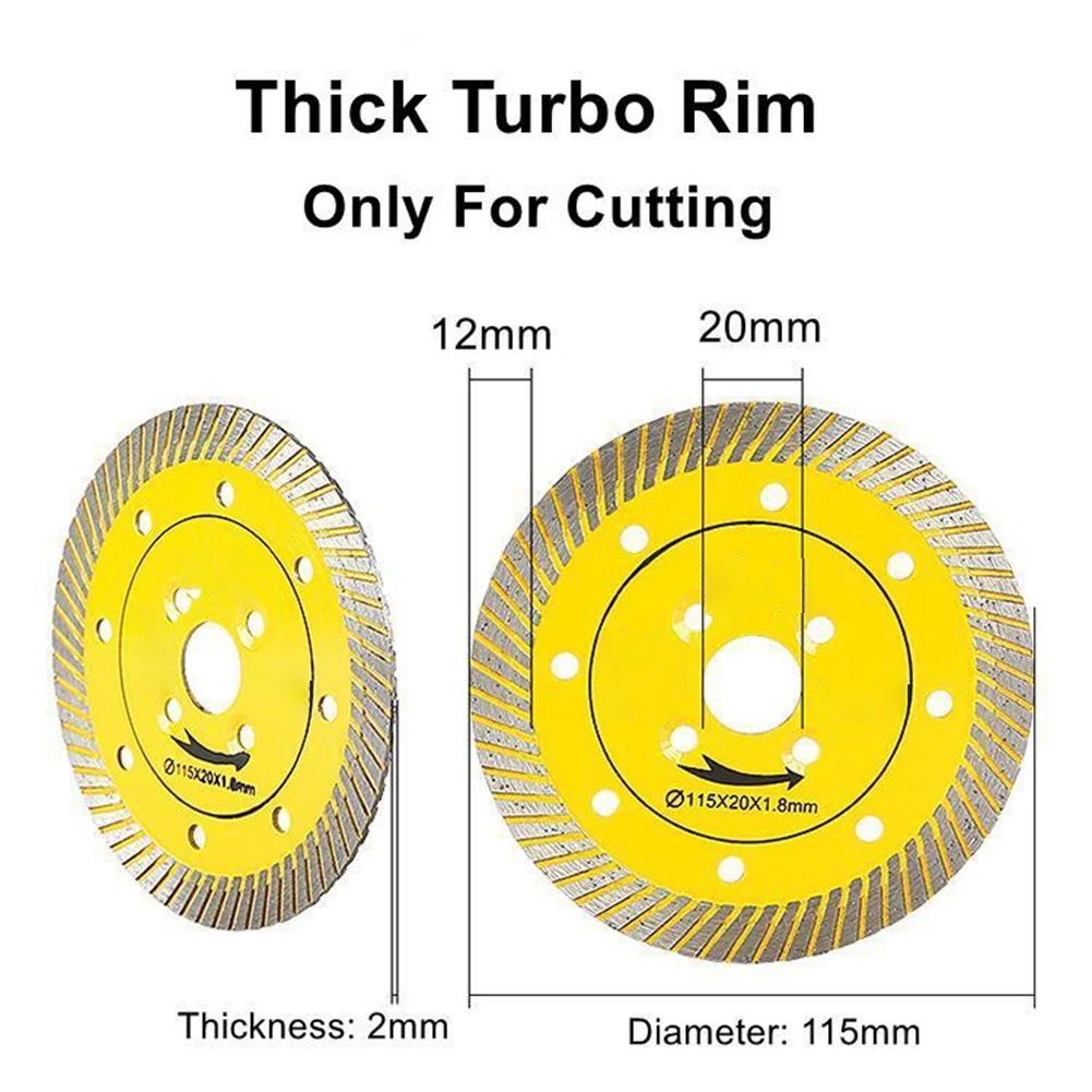 

1PC 115mm Turbo Diamond Circular Saw Blade Cutting Disc For Granite Marble Tiles Porcelain Wet Dry Cutting Discs