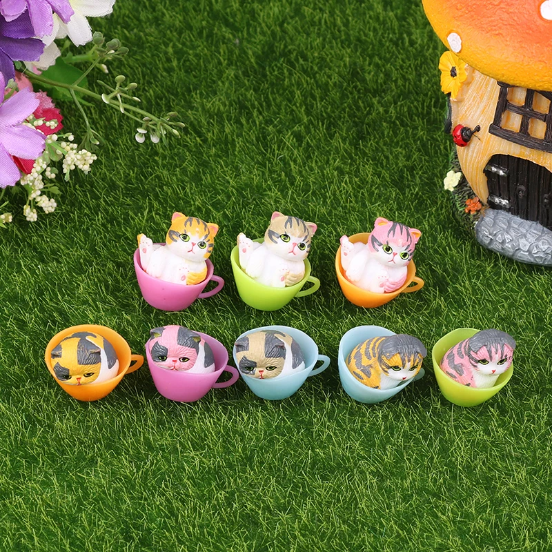 

Mini Animal Cat Ornament Dollhouse Plant Pot Landscape Figurine Random Color