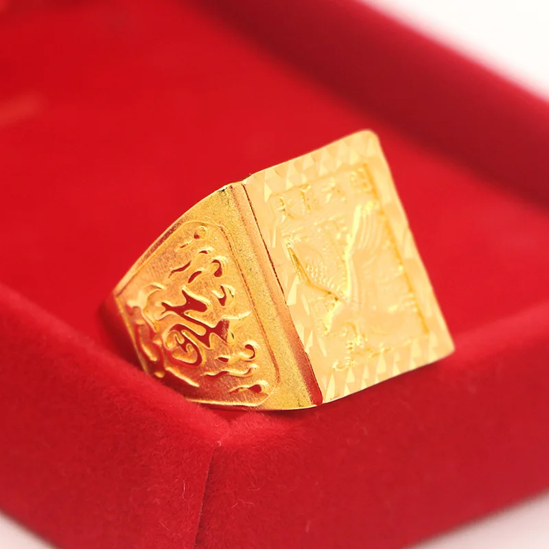 Фото Золотое кольцо для мужчин из настоящего золота 9999 пробы (24K) в стиле Gold Shop, модель Grand Exhibition Boss Style, изысканное, модное, роскошное ювелирное изделие №1