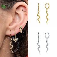 925 sterling silver needle vintage gold earrings fashion punk snake hoop earrings for women party luxury jewelry gifts