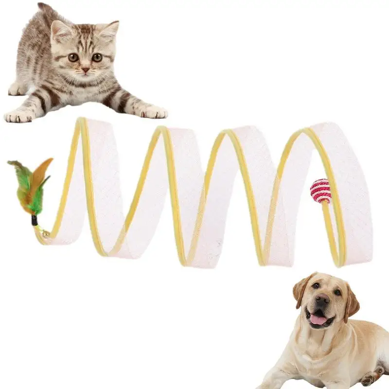 

S-образный складной туннель для кошек, маленькие трубки для животных, интерактивная игрушка для маленьких животных, щенков, кроликов, ласки, мягкая и прочная стальная проволока