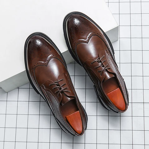Мужские деловые туфли в британском стиле из натуральной кожи, дышащие удобные свадебные туфли