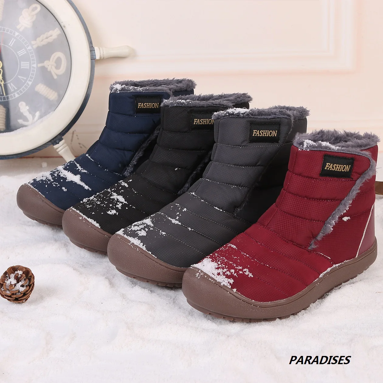 

Winter Snow Boots Women Men Super Warm Hiking Shoes High Quality Waterproof Leather Footwear High Top Non Slip Men Boots Outdoor