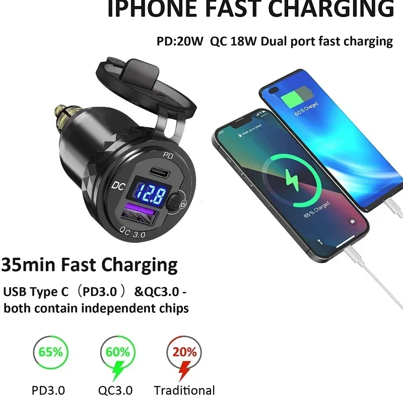 30 Вт QC3.0 USB Type C PD Быстрое зарядное устройство Адаптер питания Hella DIN Разъем для BMW