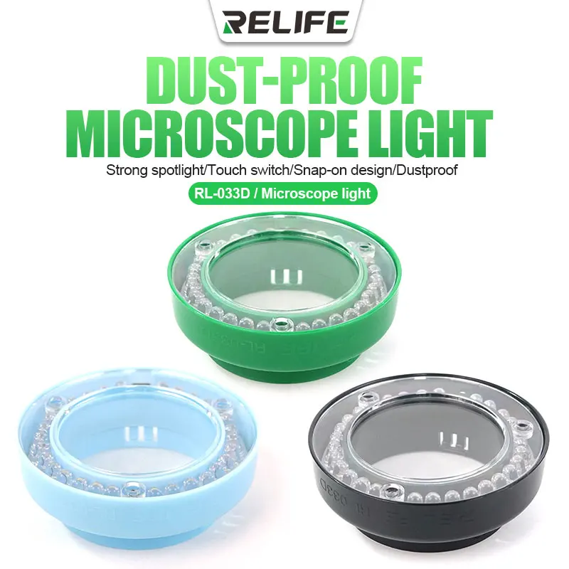 

Relife RL-033D Dust-proof Microscope Light Multifunctional Adjustable Lamp Intensive Spotlight Anti-Smoke Snap-on Design