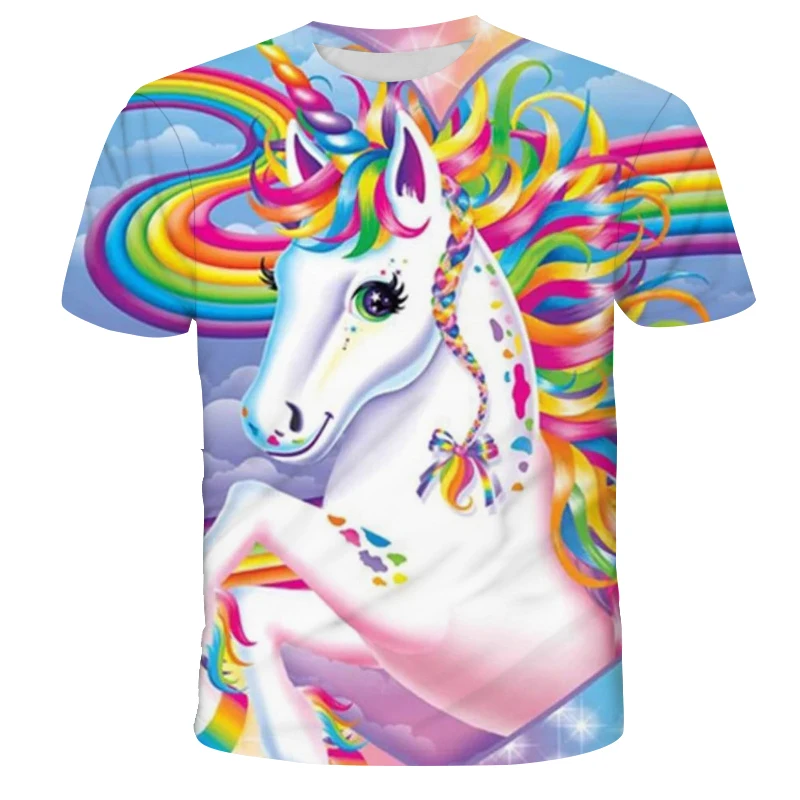 

Детская футболка с принтом «Единорог», на Возраст 4-14 лет