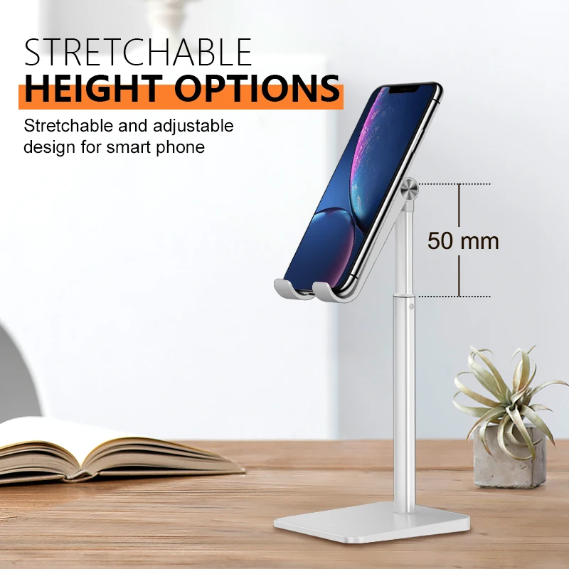 OMOTON Cell Phone Holder Desk Aluminum Stand For Phone Desktop Lazy Bedside Universal Support Stand Flexible Metal Support