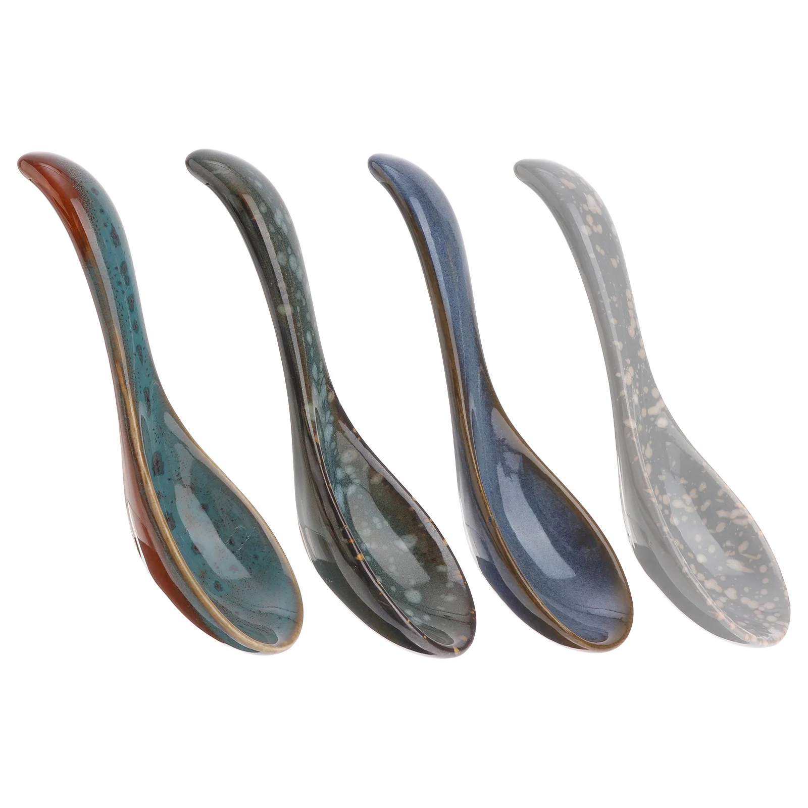 

4 Pcs Ceramic Spoon Fondue Sets Japanese Flatware Wonton Soup Spoons Tablespoon Cocktail Spoon Ceramics Pho Spoon Banquet