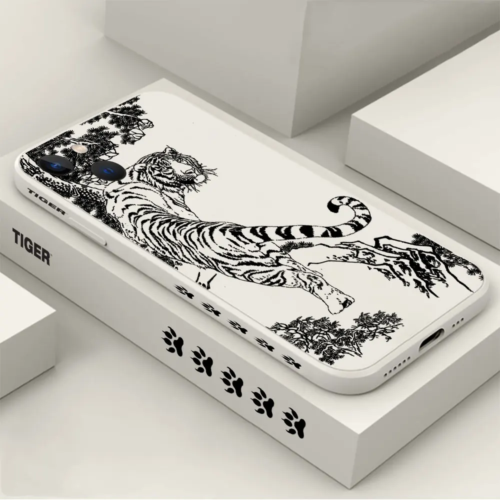 

Tiger Animal Phone Case For Apple iPhone 14 13 12 11 Pro Max Mini 8 7 6 6S X XR XS SE Plus Cover Liquid Silicone Fundas Cqoues