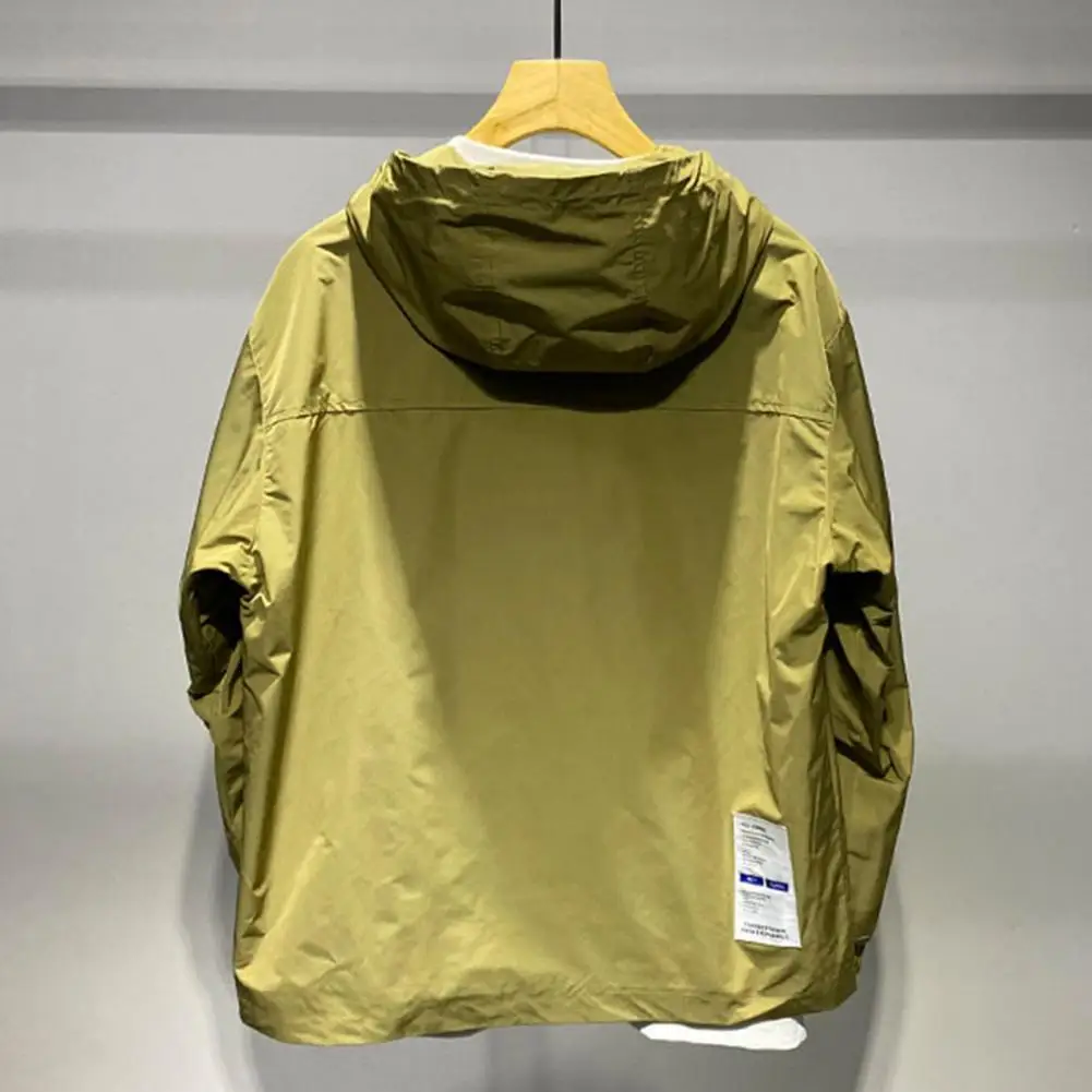 Мужской тренчкот с капюшоном двойными карманами на молнии уличный стиль модная