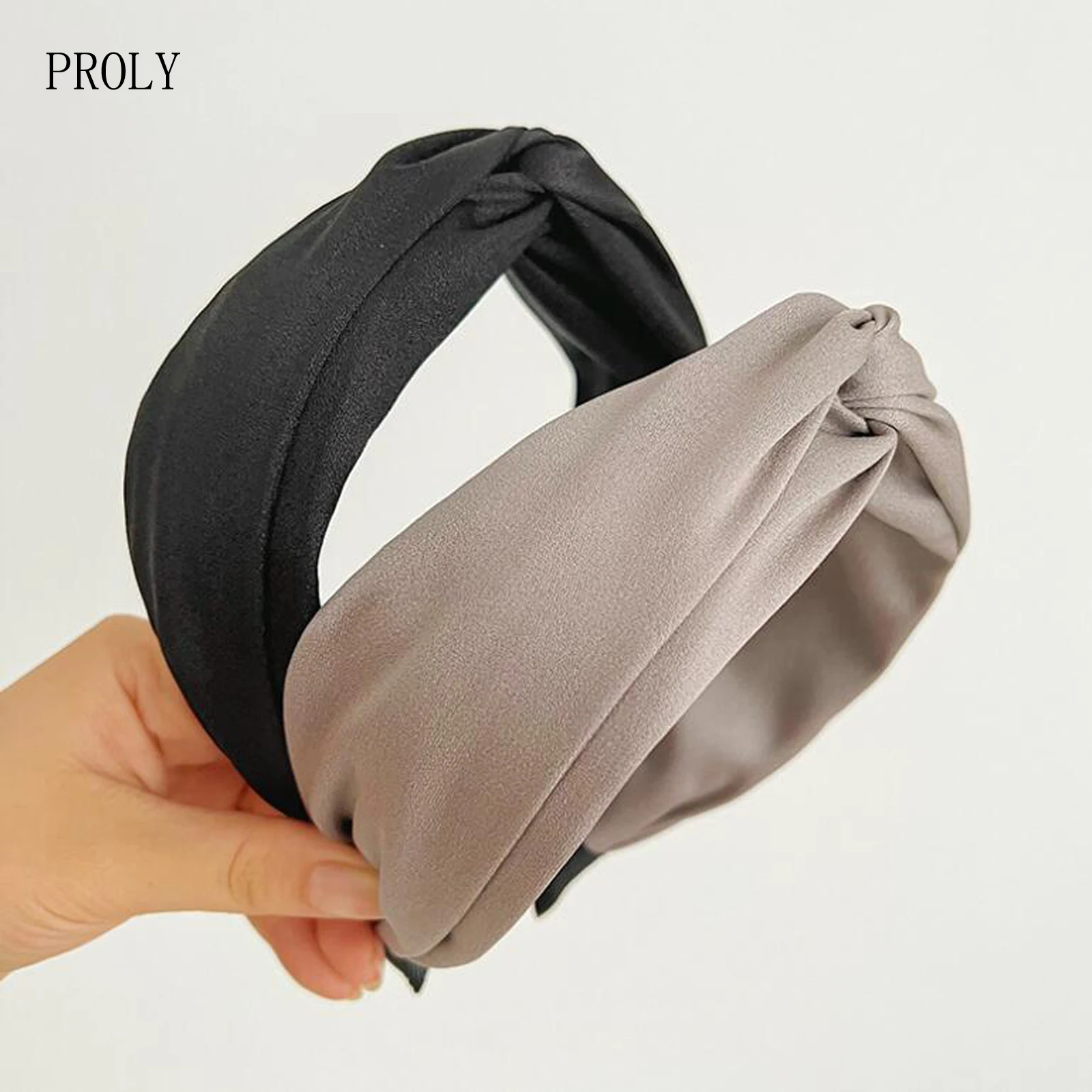 

PROLY New Fashion Women Headband Wide Side Cross Knot Hairband Solid Color Turban Girls Classic Headwear Hair Accessories