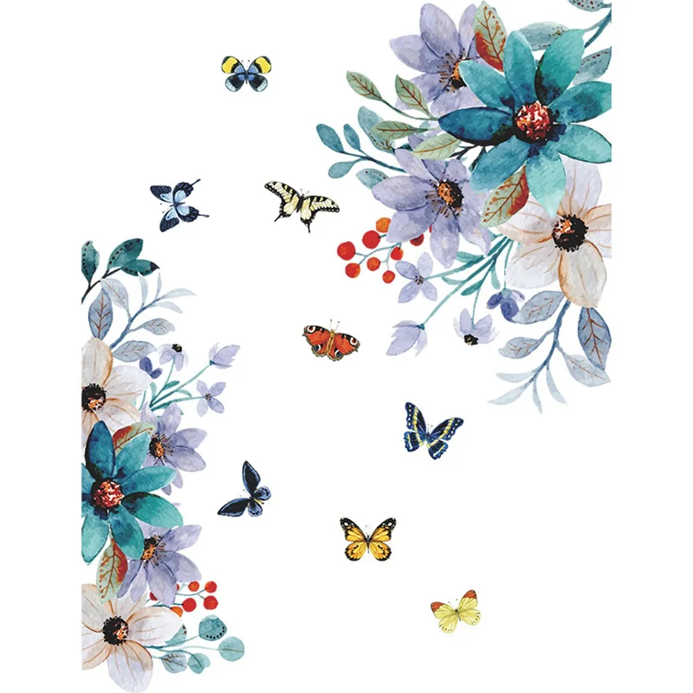 

PVC Butterfly Flower Wall Stickers Self -Adhesive Wall Sticker Bedroom Wallpaper DIY For Home Living Room Decoration 56*73cm