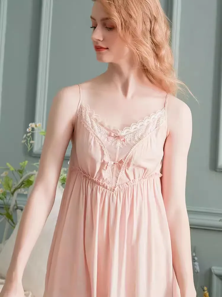 Женская ночная сорочка с V-образным вырезом без рукавов