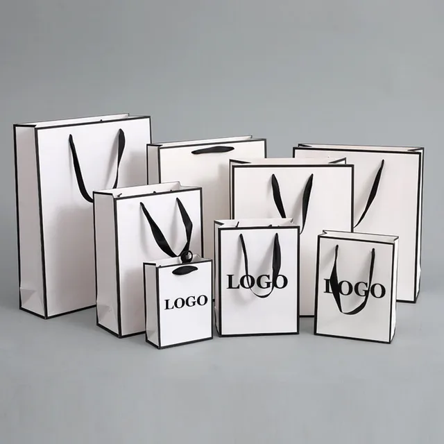 5 Pcs Custom Logo Kraft paper bag handbag clothing store handbag clothes  shoebox bag wig package bags wedding gifts packages - AliExpress