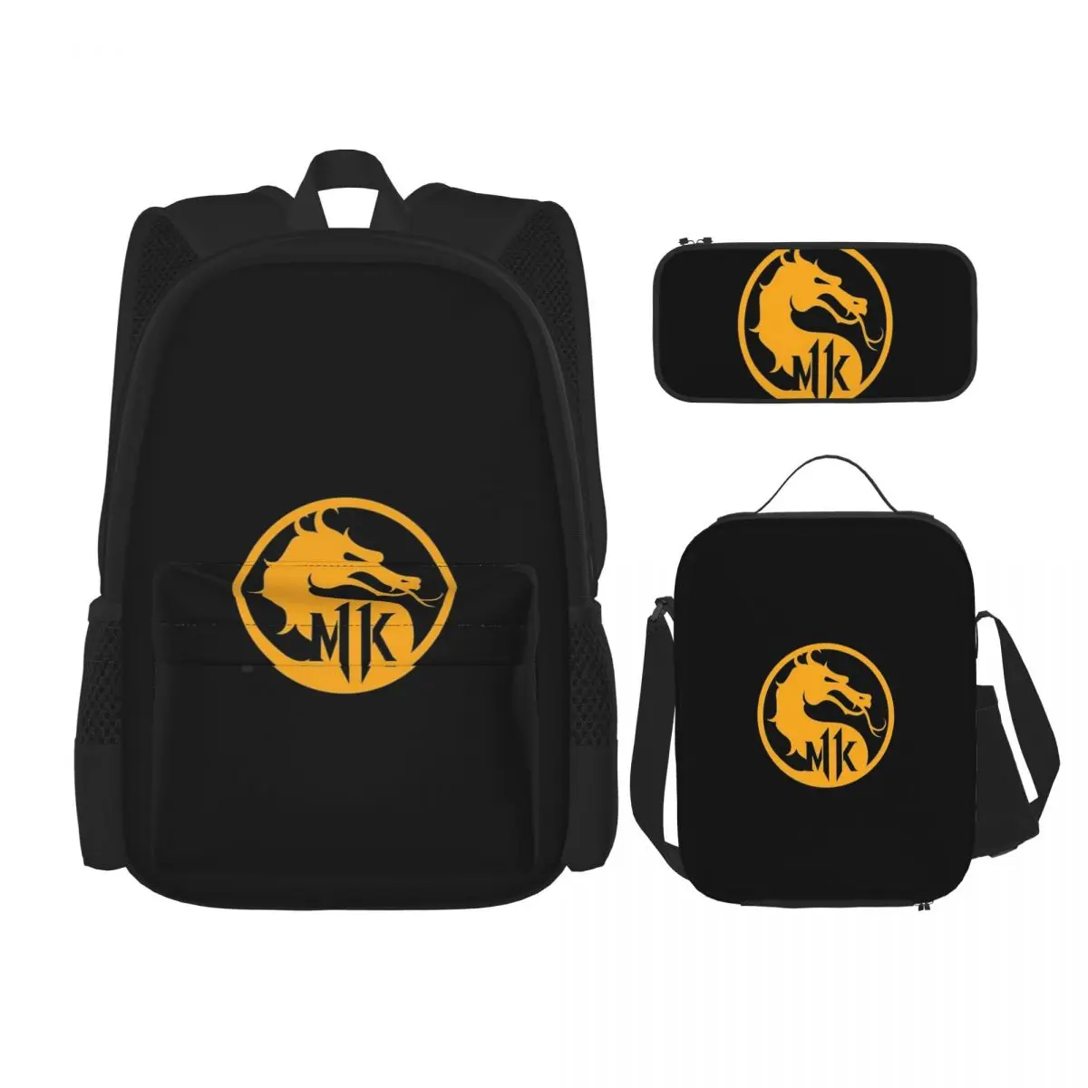 

Mortal Kombat 11 Minimalistic School Bag 3 Pieces SetLunch Bag Combination Large capacity School Nice gift Customizable