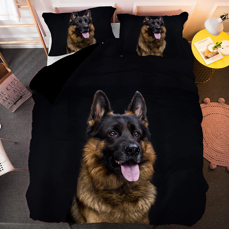 

German Shepherd Duvet Cover King Queen 3D Lovely Dog Pattern Bedding Set for Kids Boys Girls Cute Pet Puppy Soft Comforter