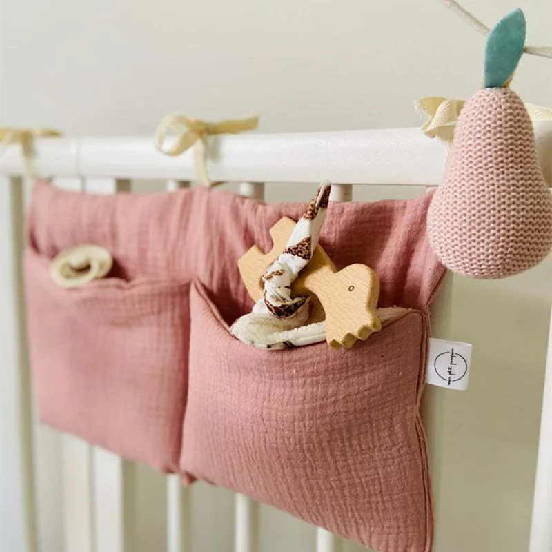 

Bedside Storage Bag Baby Crib Hanging Store Bag Portable Newborn Baby Bottle Teething Toy Diaper Book Bed Headboard Organizer