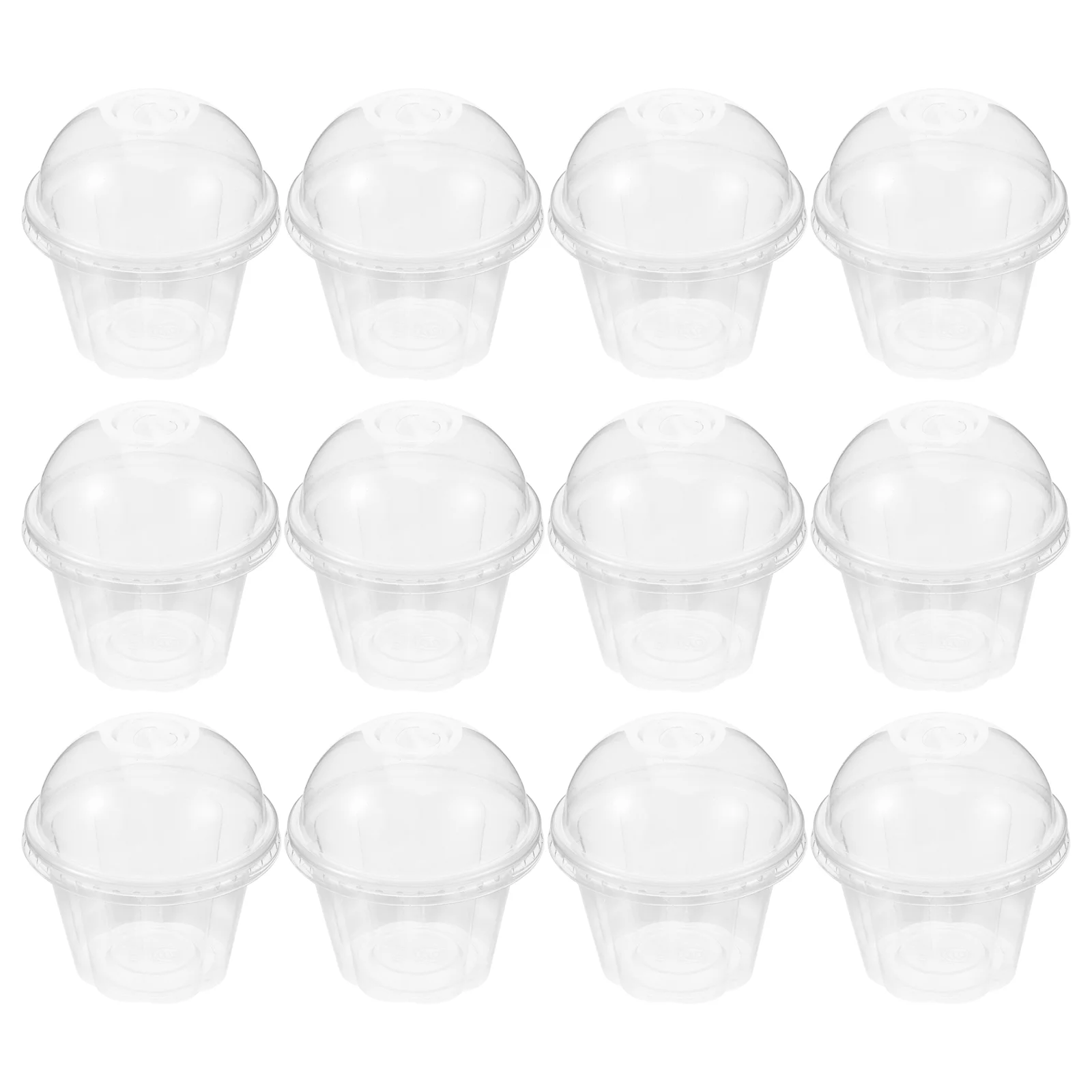 

100Sets Cups Ice Cream Cups Plastic Convenient Mousse Cups Dessert Cups Snack Cups with Cover for Home
