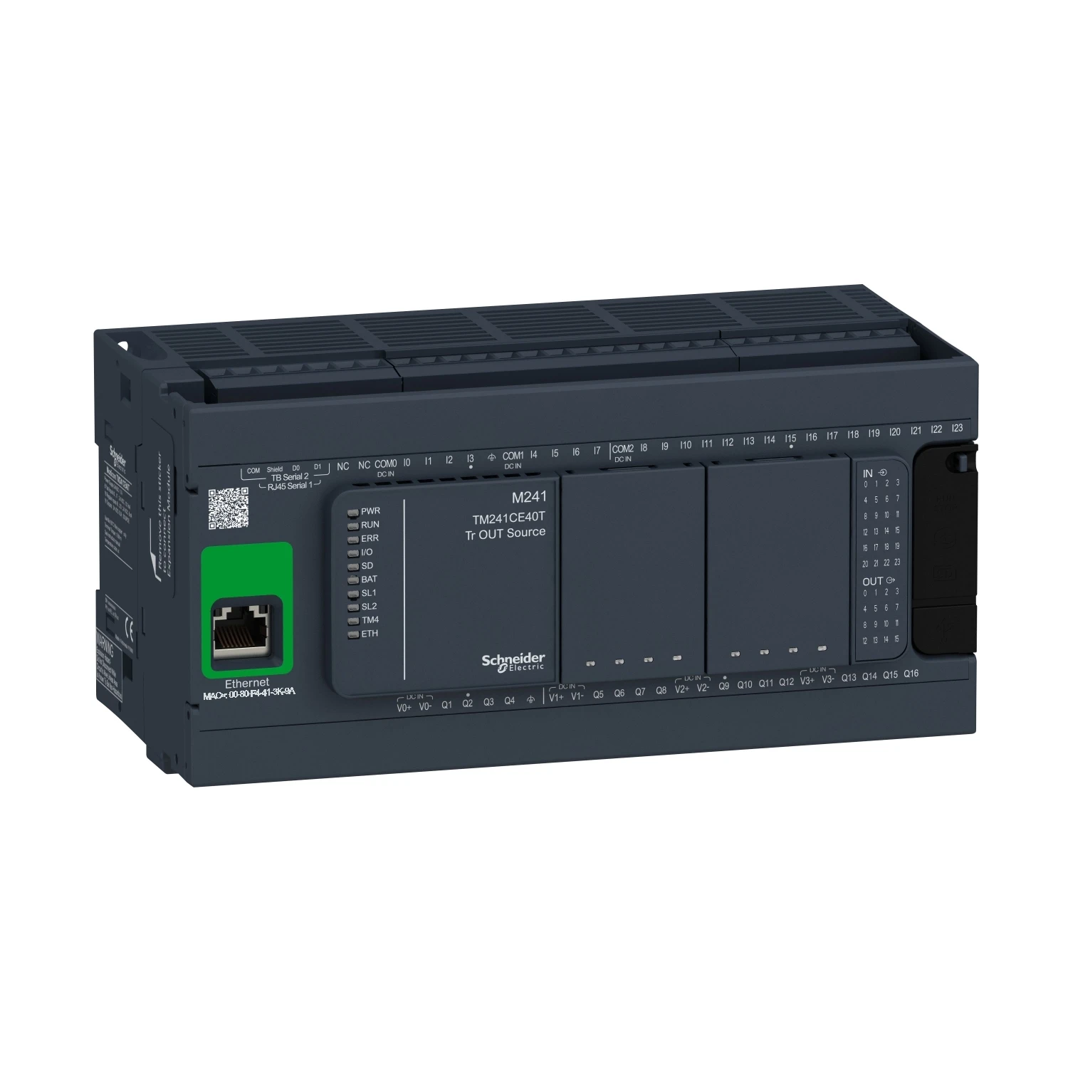 

M241, 40 IO transistor PNP Ethernet TM241CE40T Logic controller for Schneider