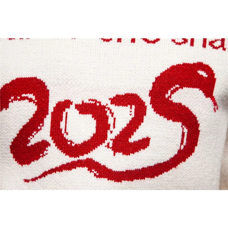 2025 Мужской свитер со змеиным принтом и длинными рукавами круглым воротником