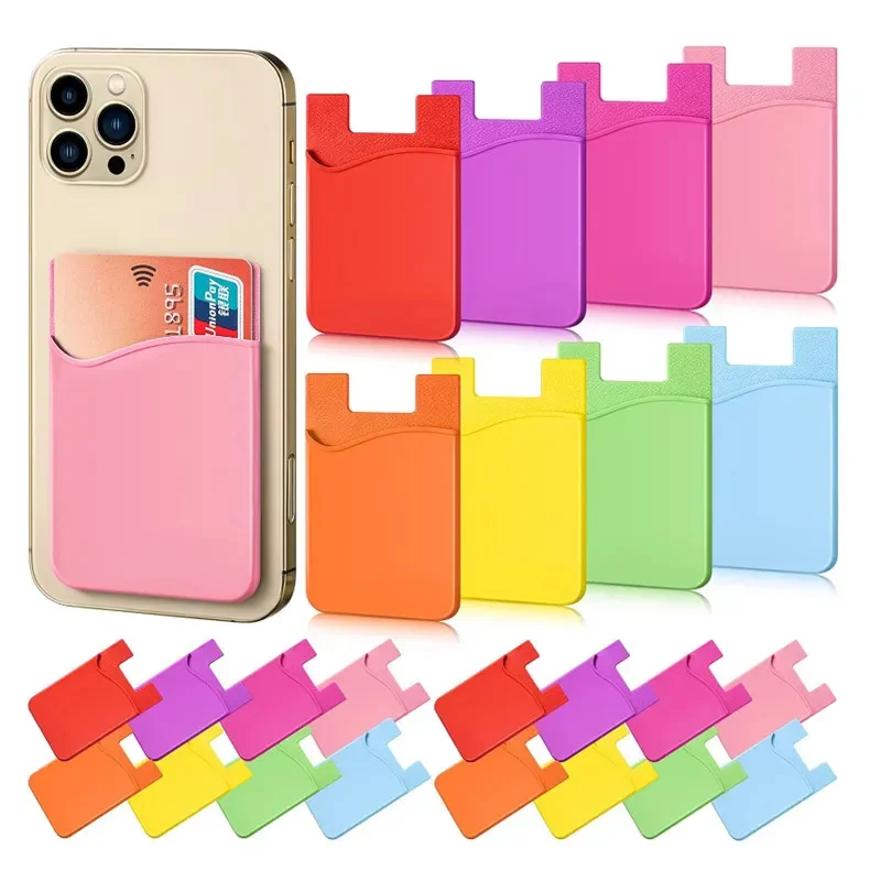 

8.6cm Double Pocket Elastic Stretch Silicone Cell Phone ID Credit Card Holder Sticker Universal Wallet Case Card Holder