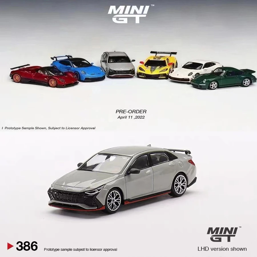 

MINI GT 1:64 Model Car Hyundai Elantra N Cyber Grey Alloy Die-Cast Vehicle #386 LHD