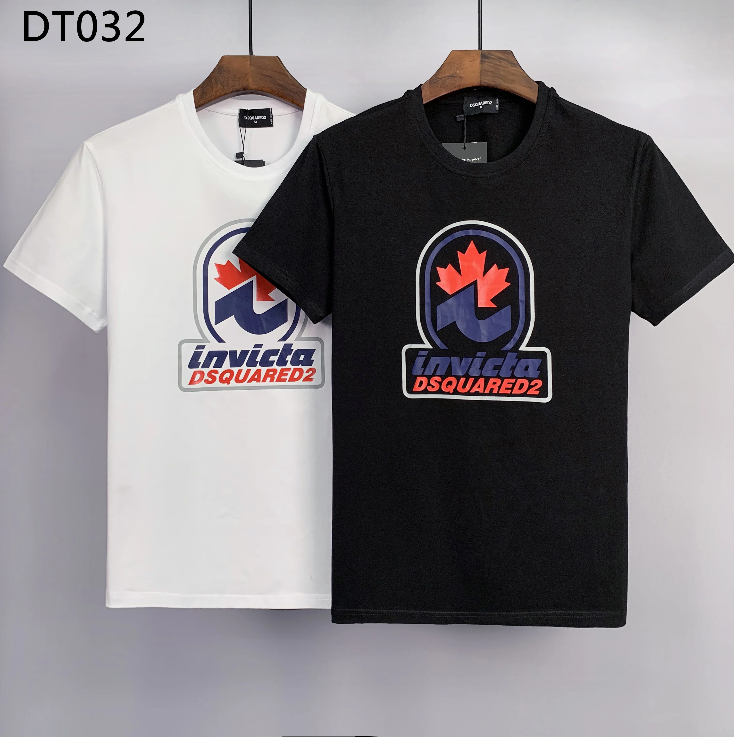 

2022 Men DSQUARED2 Design Cotton Invicta Printed Mapel Leaf T-Shirt Brand Short Shirts Casual Black Youth Tees Outwear M-XXXL