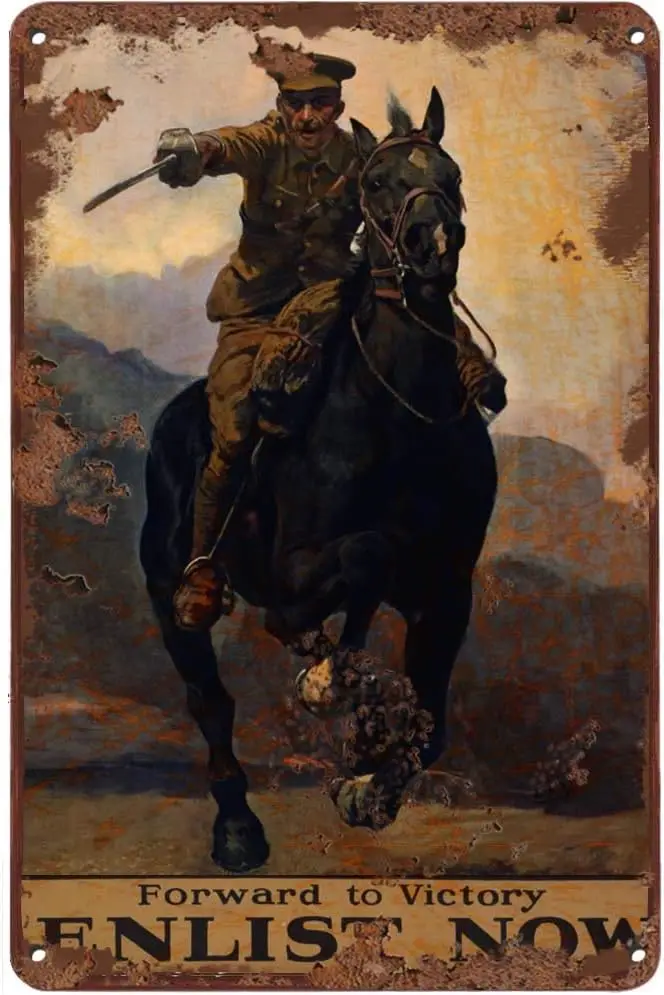 Винтажная металлическая жестяная вывеска Ww1 Propaganda Forward to Victory Enlist Now Recruiting 1915