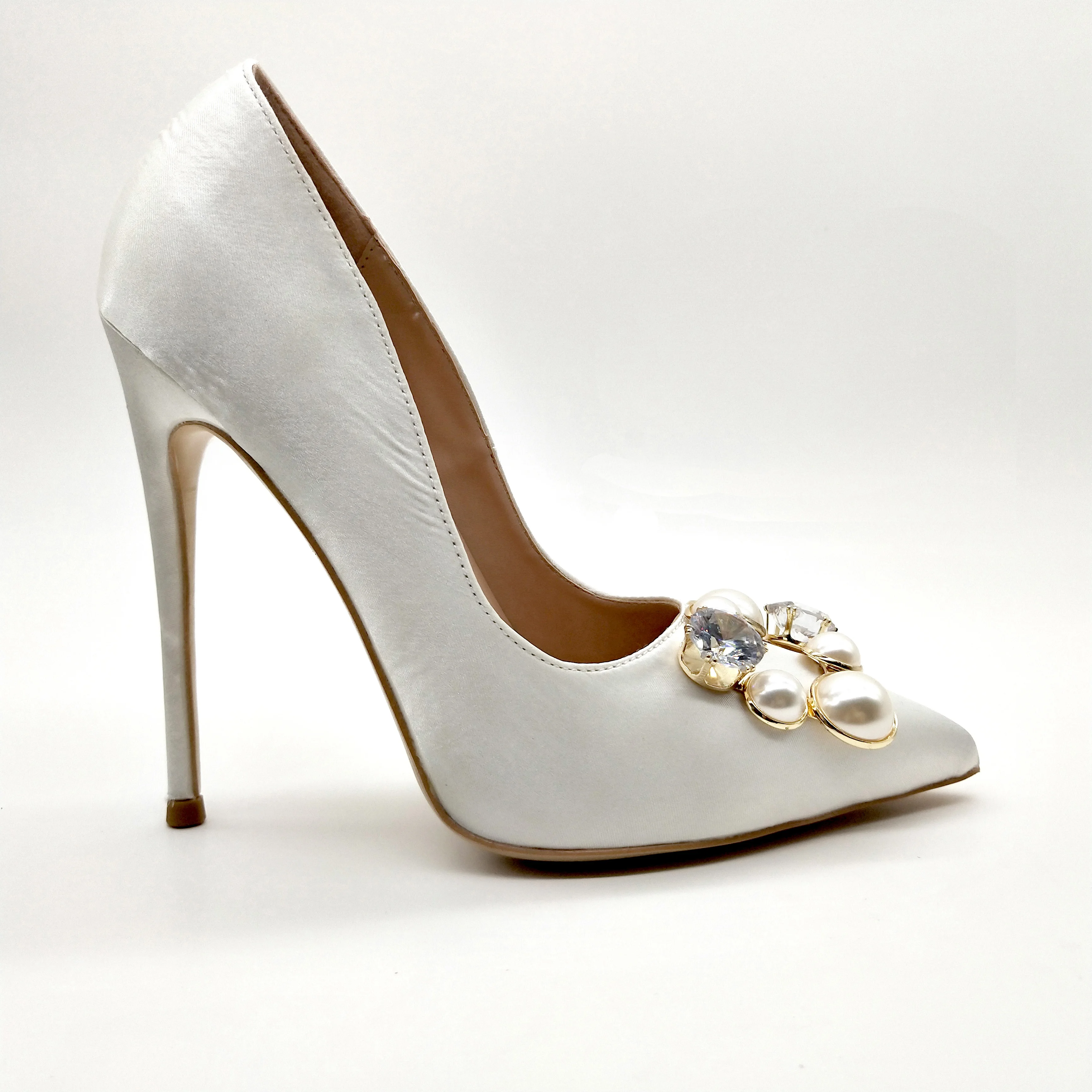 Новые зимние туфли подружки невесты на высоком каблуке с жемчужными пуговицами