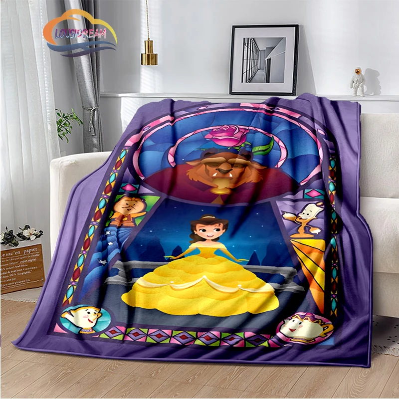 

Fashion 3D Print Rose and Beast Flannel Blanket Beast Blanket Beauty and Rose Blanket Cartoon Blanket Warm soft sofa bed blanket