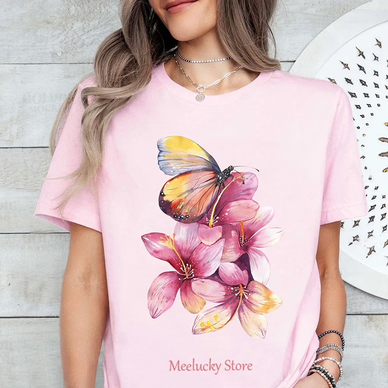 Женский свободный летний топ с рисунком цветка лилии Повседневная и