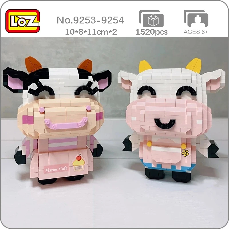 

LOZ Animal World Cow Girl Boy Dairy Cattle Smile Pet Doll Model DIY Mini Diamond Blocks Bricks Building Toy for Children no Box