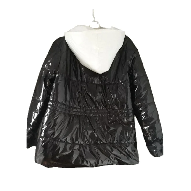 Parkas Shiny Hooded Coat Women Long Sleeve Zipper Casual Street Style Bomber Jacket Thick Warm Winter Parka Out wear Outfit 2021