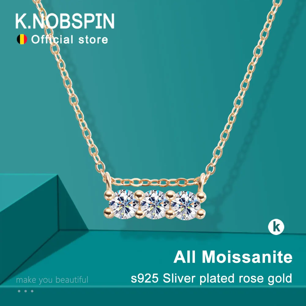 

KNOBSPIN D VVS1 Moissanite Pandent Necklaces for Woman GRA Certified Wedding Fine Jewely 925 Sterling Sliver Rose Gold Necklace