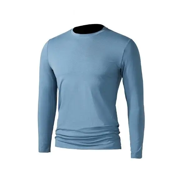 

Мужская деловая футболка с длинным рукавом, повседневные облегающие топы с круглым вырезом