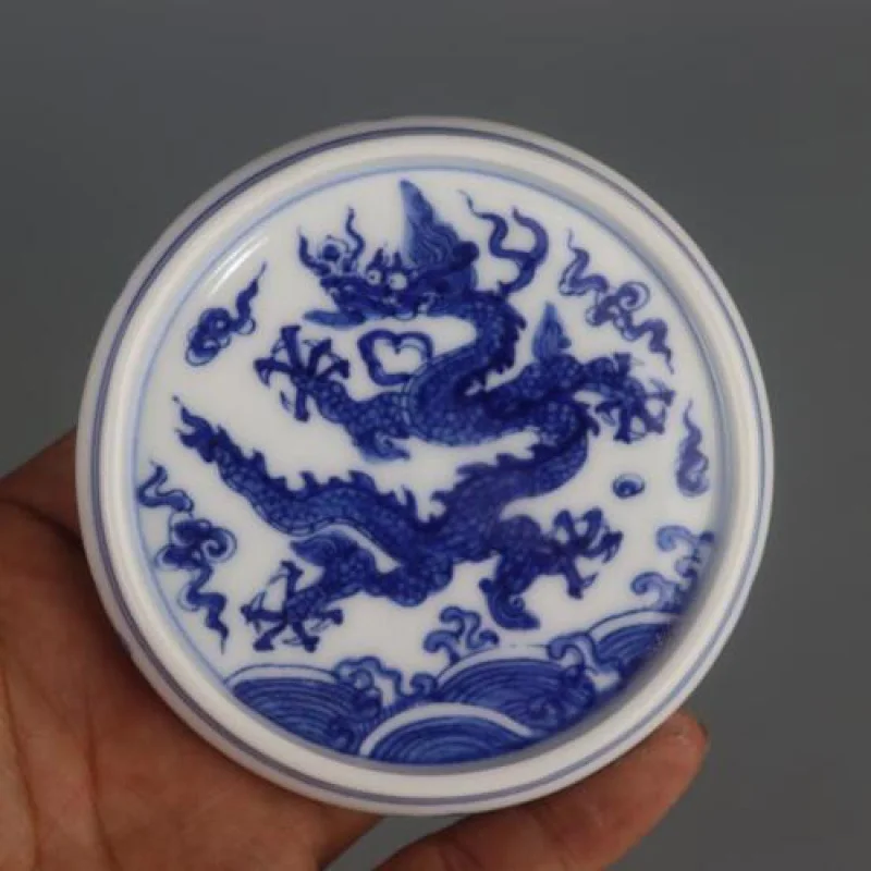 Китайский Синий и белый фарфор Mingcheng Hualong чайная чашка и блюдца 3,39