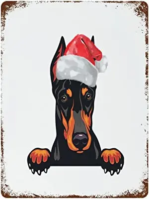 

Bedroom decoration Christmas dog Santa Claus hat metal tin logo dog lover gift home bar coffee Christmas party metal plate